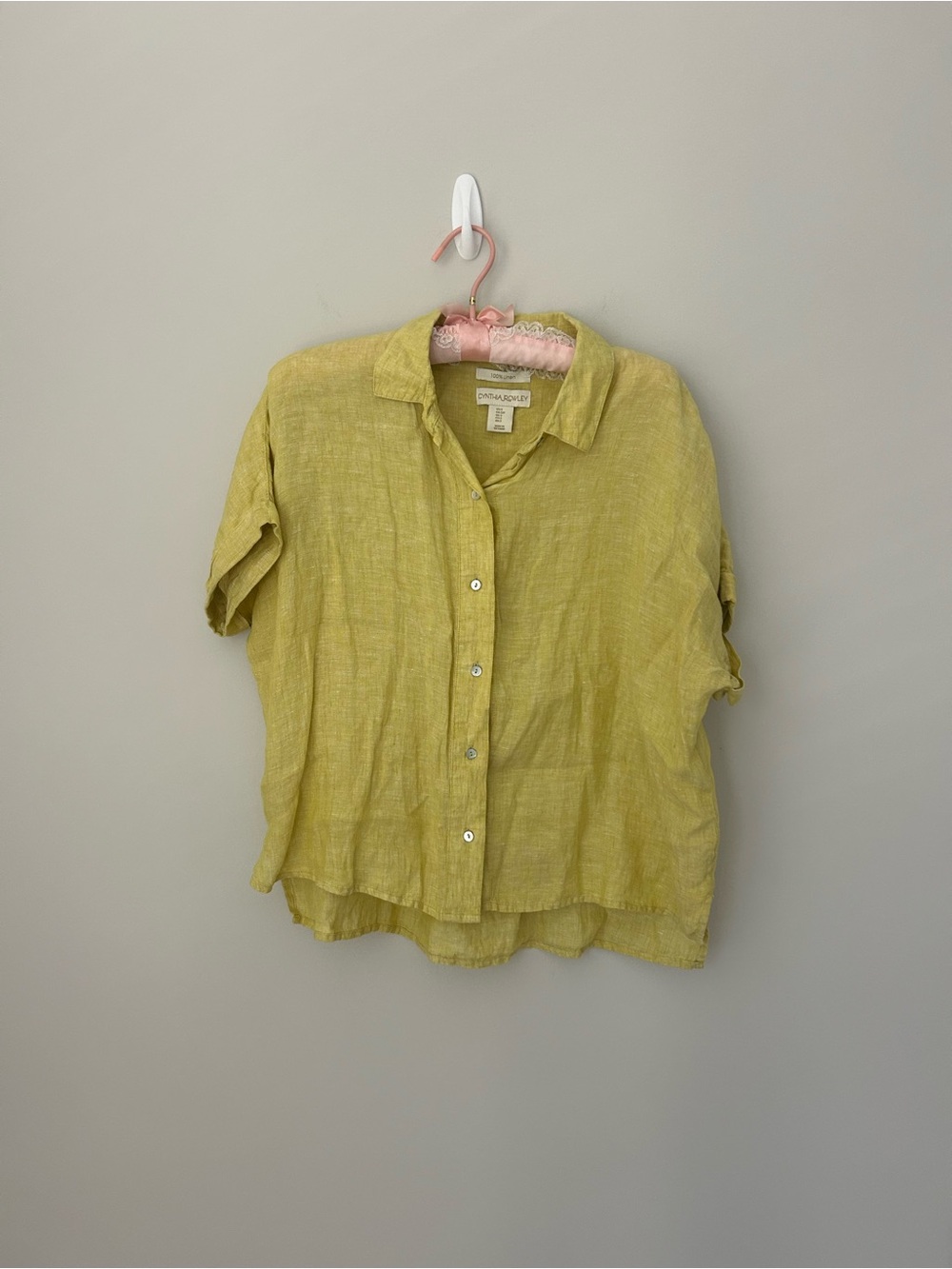 Eileen Fisher Chartreuse Linen Button-Down Shirt